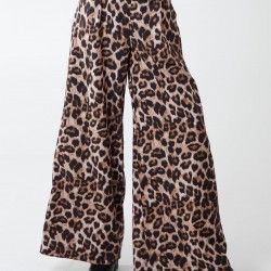 Wide Leg Leopard Trousers