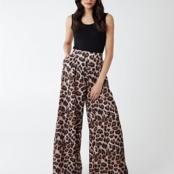 Wide Leg Leopard Trousers