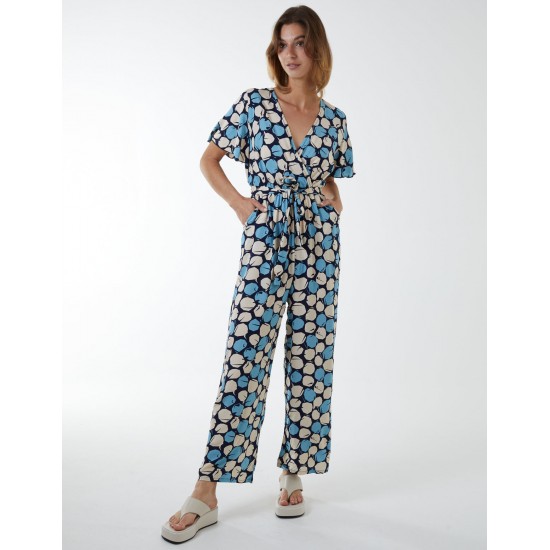 Abstract Honeycomb Cross Over Jumpsuit