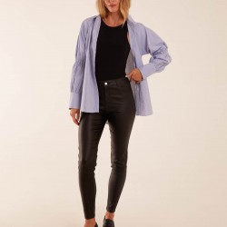 PU Mid Rise Coated Skinny Jeans