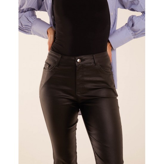 PU Mid Rise Coated Skinny Jeans