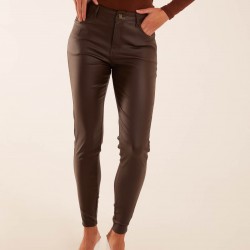 PU Mid Rise Coated Skinny Jeans