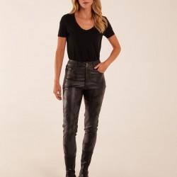 Camouflage PU Leather Skinny Jean