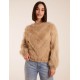 Fluffy Round Neck Cuff Sleeve Jumper