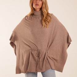 Roll Neck Drawstring Poncho