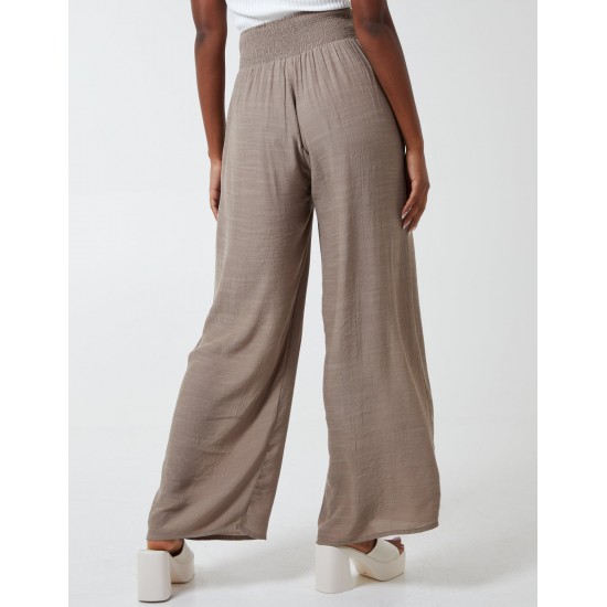 Shirring Waist Wide Leg Trousers