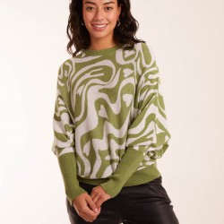 Geometric Swirl Batwing Jumper