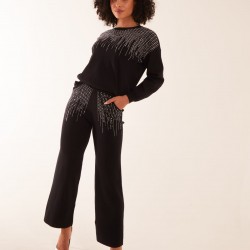 Diamante Knitted Flared Trousers