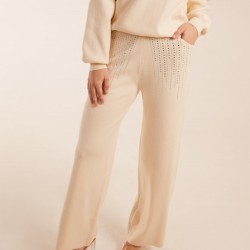 Diamante Knitted Flared Trousers