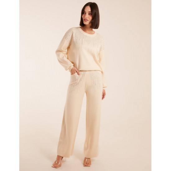 Diamante Knitted Flared Trousers