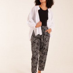 Leaf Print Capri Trousers