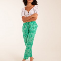 Leaf Print Capri Trousers