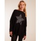 Leopard Star Print Button Back Batwing Top